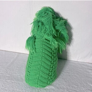 Vintage Handmade Crochet Green  Afghan Throw Blanket